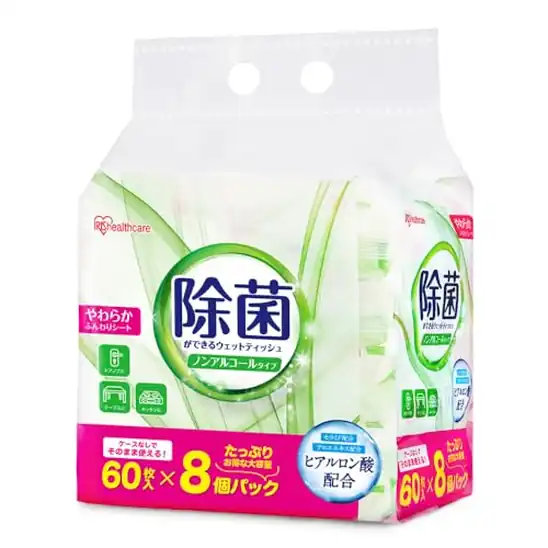 【707円】アイリスオーヤマ(IRIS OHYAMA) ウェットティッシュ ノンアルコール 除菌 480枚(60枚入×8個)  WTS-60N8P