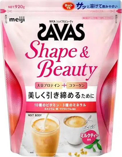 【3,115円(3円 / g)】ザバス(SAVAS) シェイプ&ビューティ ミルクティー風味 920g プロテイン ソイ 明治 NEXTBODY 【Amazon.co.jp限定】