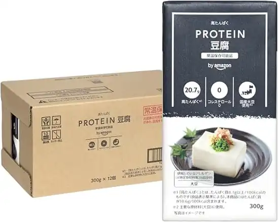 79.2/個 50%10%2376 [訳あり(賞味期限 2026年12月12日)] by Amazon プロテイン豆腐 300g×12個 高たんぱく20.7g 国産大豆使用 保存料不使用 常温長期保存 コレステロール0 【Amazon･アマゾン】で 食品・飲料 など 他商品も掲載の場合あり