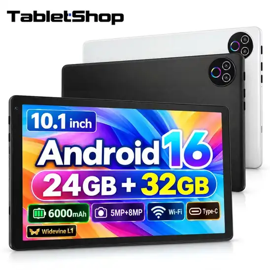 【先着10名様】50%OFFクーポンで6,340円~6,490円 送料無料 楽天市場 Android16 タブレット 10インチ Wi-Fi6モデル 24GB+32GB+1TB拡張可能 5コアCPU 1280×800大画面 Widevine L1 Disney+ HD対応 6000mAh ブラック ホワイト 2026.10.22まで