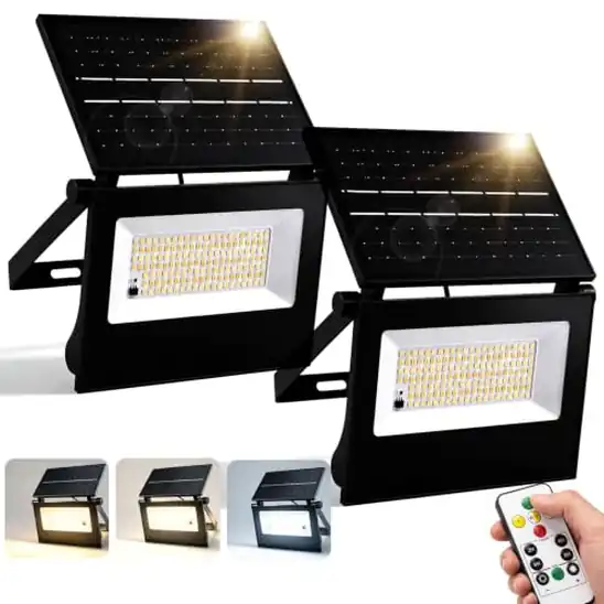 【45%OFF！】Gleazon LEDソーラー投光器 屋外 154LED 3,000lm ソーラーライト 3色切替 4段階調光が3,239円送料無料