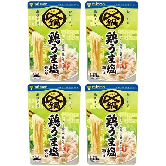 【クーポン+ポイント還元！】ミツカン 〆まで美味しい 鶏うま塩 鍋つゆ ストレート 鍋の素 750g×4袋が激安特価！